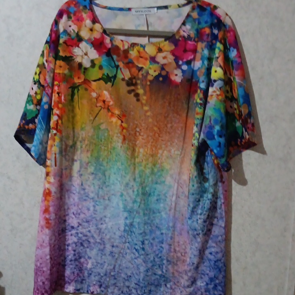 MISSLOOK Orange Gold Relaxed Graphic Tunic